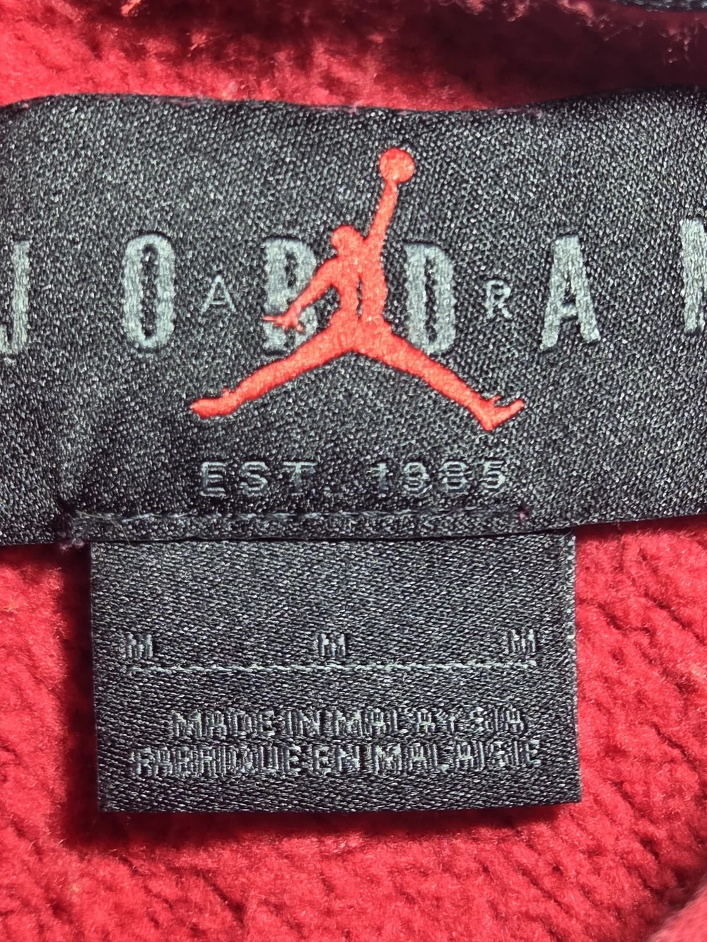 Jordan Mens Size M Fleece Pullover Hoodie Embroidered Jumpman Logo Sweatshirt